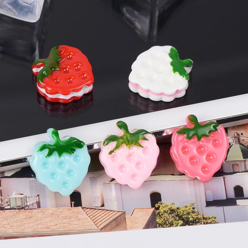 8pcs Fruit Strawberry Cookies Filler For Clear/Fluffy Mud Popular Box Toys Kids Slime DIY Kit Accessories Children Modeling Clay