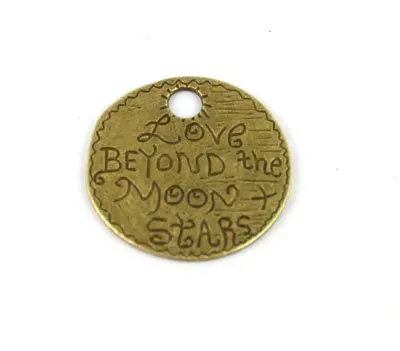 FREE SHIPPING 45PCS Antiqued Bronze Word Round Charm 38mm A13346B