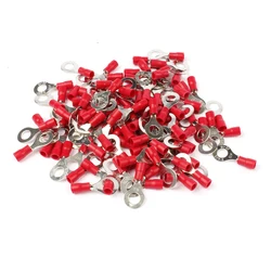 100PCS RV1.25-6 Red 22-16 AWG 0.5-1.5mm2 Insulated Ring Terminal Connector Cable Wire Connector