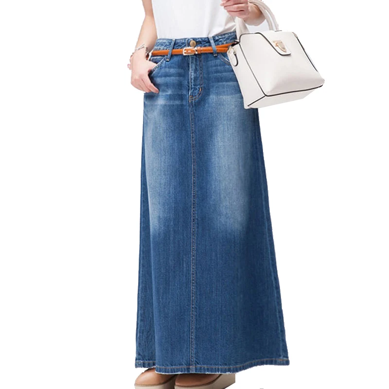 TIYIHAILEY 여성용 롱 캐주얼 데님 스커트, 봄 A라인 플러스 사이즈 S-2XL 롱 맥시 스커트, 청바지 스커트, 무료 배송 패션  Best5