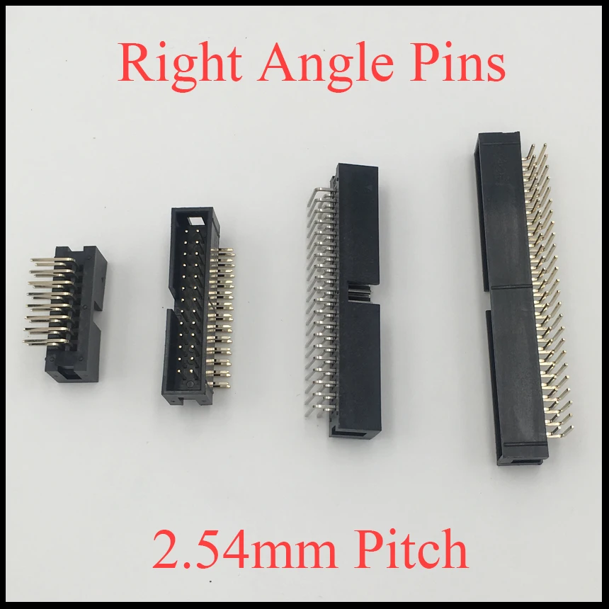 DC3 30P 34P 40P 50P 30 34 40 50 Pins 2.54mm Pitch Right Angle Double Row Space Connector IDC ISP JTAG Male Header Socket Box