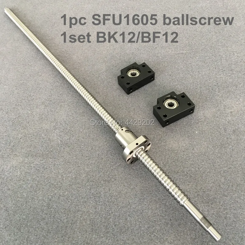 

Free shipping CNC Ballscrew Set : 16MM Ball screw SFU1605 end Machined + RM1605 Ball Nut + BK12 BF12 end Support for cnc parts