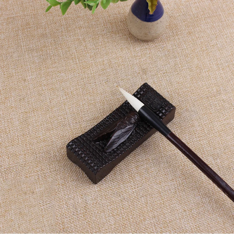 

Cicada Sculpture Art Chinese Calligraphy Painting Pen Holder Multifunctional Rosewood Pen Resting Paper Weight Desk Supplies