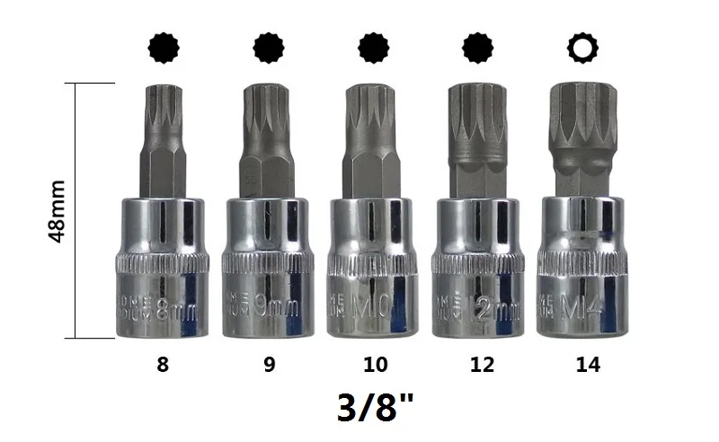 Nuovo 10 pz 12 Punto Triple Square Spline Bit Socket Set Per a Prova di Manomissione Lug Nuts, cilindro Testa del Bullone 4-18