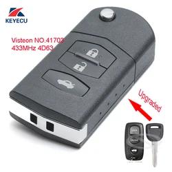 KEYECU Upgraded Model No.: 41703 Flip 3 Buttons Remote Car Key Fob 433MHz 4D63 Chip For Mazda MX5 MK2.5 2000- 2003 2004 2005