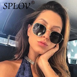SPLOV Brand Designer Women Men Polarized Sunglasses Square Polygon Sun Glasses Retro Shades Hexagon Metal Frame TOP UV400