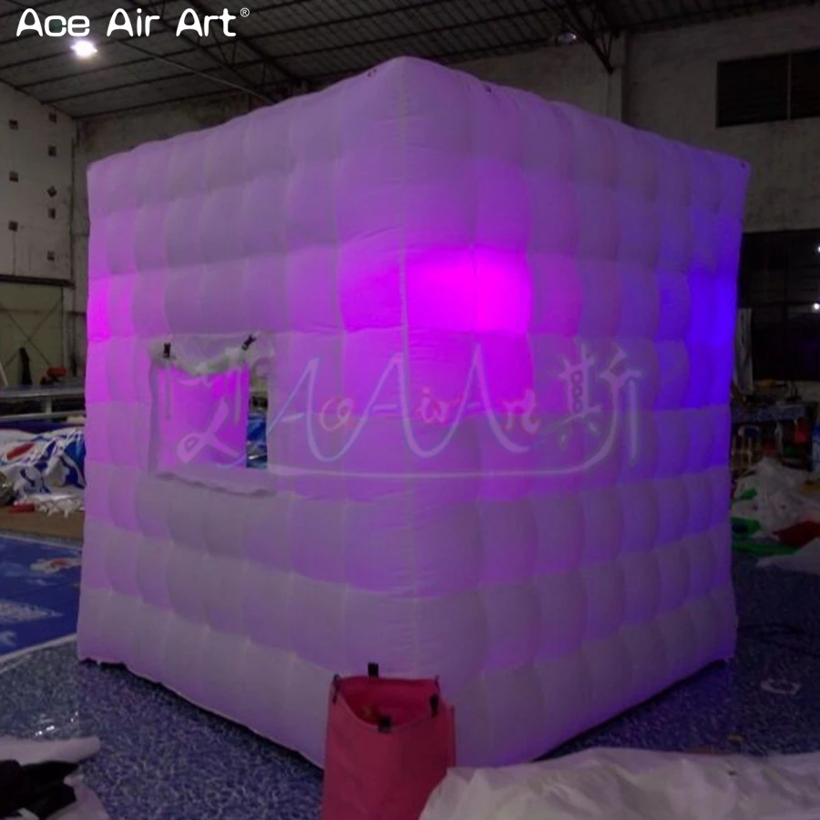 

LED Cube Inflatable Photo Booth Background Private Photographer Canopy with Foldable Door and Window Curtain for Chile