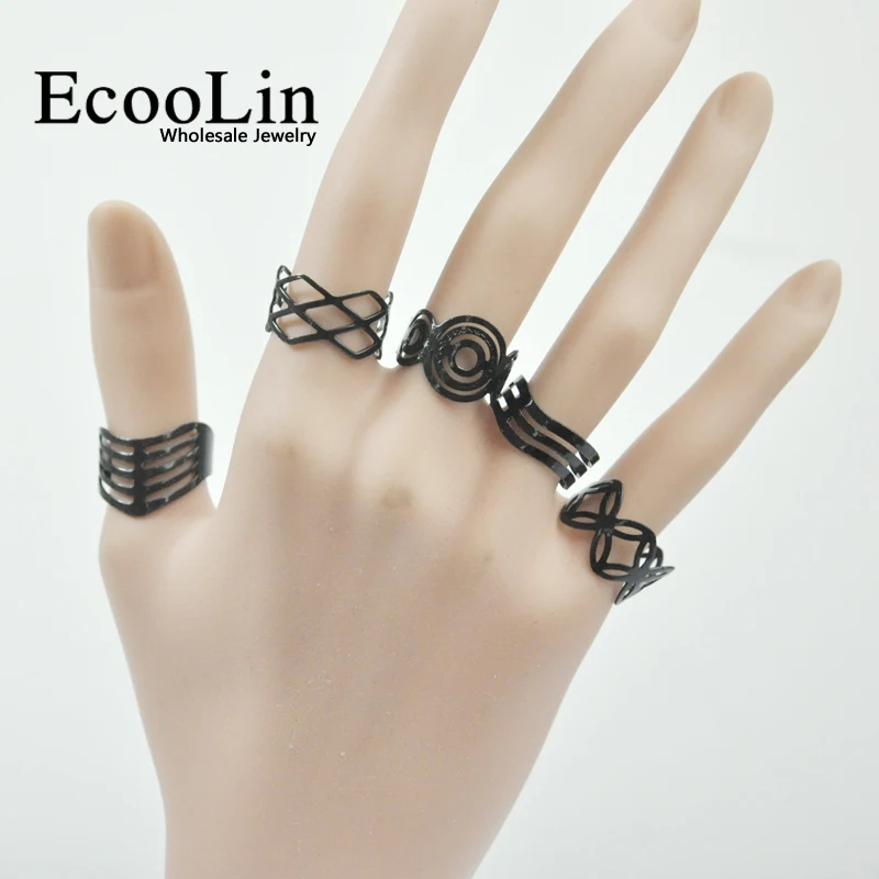 Wholesale 20Pcs /Lots Mix Style Vintage Carved Flower Women Jewelry Ring Adjustable Black Gypsy Tattoo Rings Lots BK4010