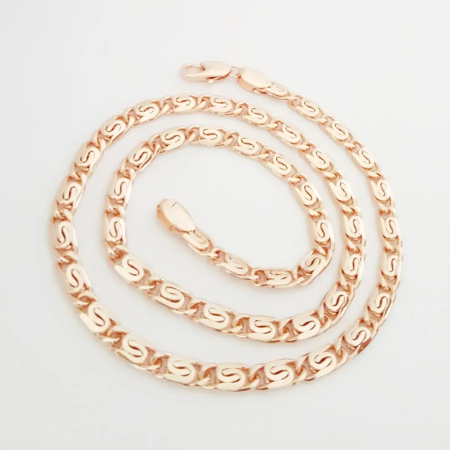 

New 585 Gold Color Necklace Fashion Man Jewelry Trendy Men Bijouterie Link Chain 5MM 60cm Men Necklace