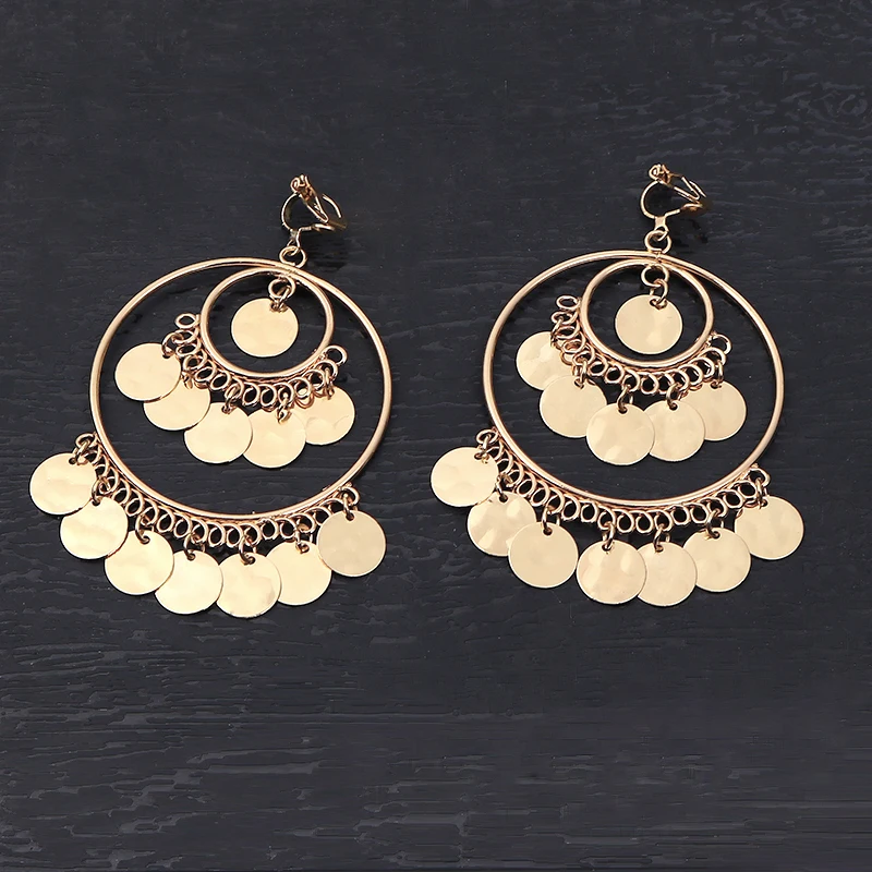 2020 Fashion Statement Clip On Earrings Big Round Geometric No Pierced Ear Clips for Women Hanging Earring modern Jewelry