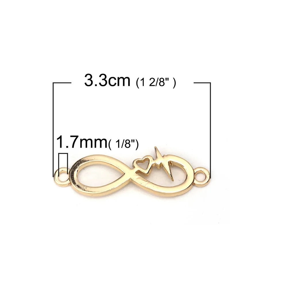 DoreenBeads Zinc Based Alloy Connectors Infinity Symbol Gold Color Silver Color Heartbeat 33mm(1 2/8