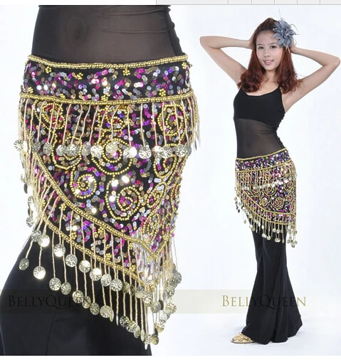 new style High quality women sexy new belly dance waist chain wide belt luxury colorful rhinestones gold tassel coins