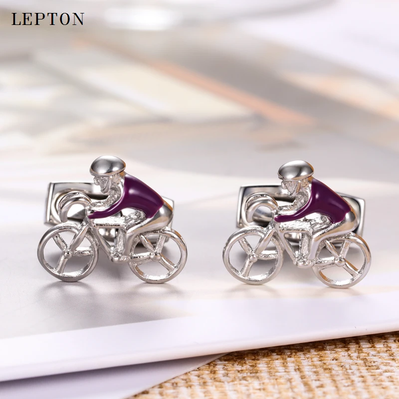 

Stainless Steel Bike Cufflinks for Men, Classical Wedding Gems, Cycling Sport Cuff Links with Box, Lepton