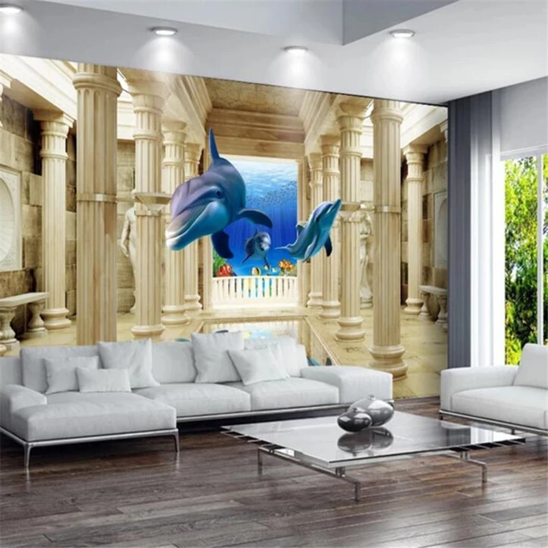 

wellyu wallpaper for walls 3 d Underwater world 3d cubism Roman column TV background wall papier peint wallpaper 3d