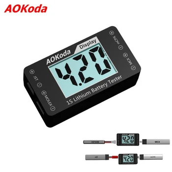 Aokoda convés 1s indicador de teste de bateria de lítio, para verificador com tomada jst molex mcpx mcx, voltagem da bateria