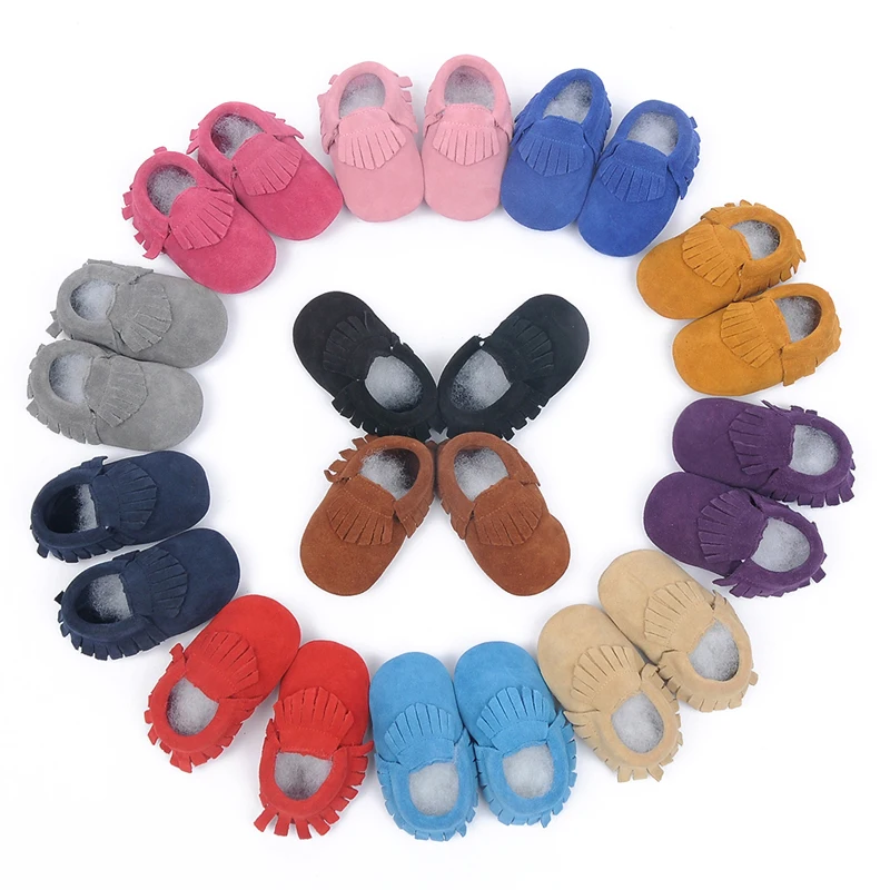 100% 정품 가죽 소녀 아기 Moccasins 손으로 만든 소년 골드 신발 술 첫 워커 신생아 신발 아기 schoenen