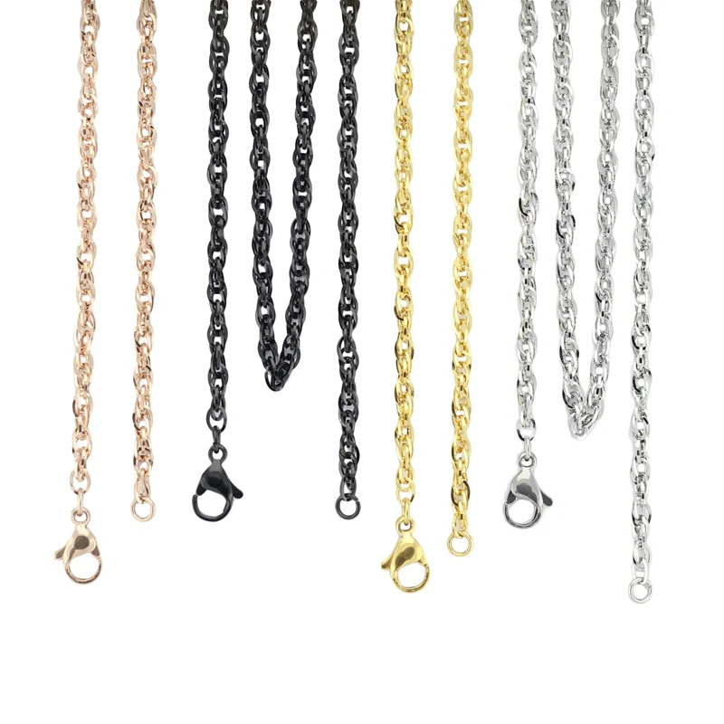 

18''-32'' /Rose Gold/Gold/Black 316 Stainless Steel 2.9mm Square Double O-shaped Chain Pendant Necklace Jewelry for women