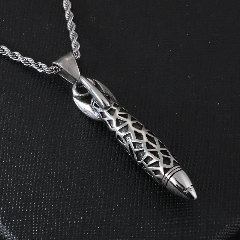 Vintage Stainless Steel Men's Creative Rocket Pendant