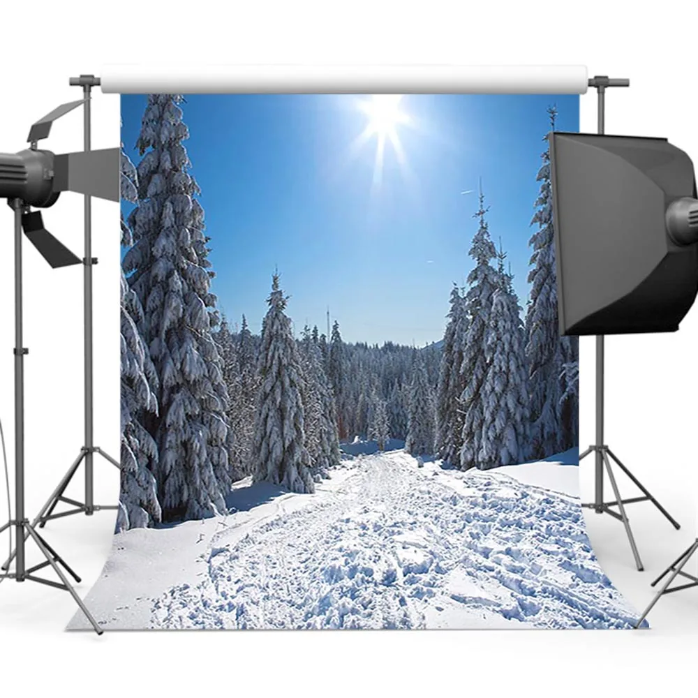 

White Snow Photography Background Forest Photo Backdrop for Booth Studio Winter HG-478