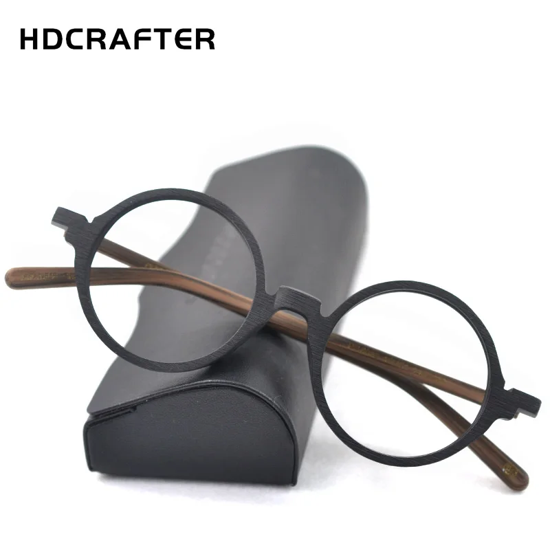 HDCRAFTER Vintage okrągłe okulary Retro ramki mężczyźni drewno krótkowzroczność krótkowzroczność okulary optyczne okulary ramki dla kobiet