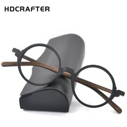 HDCRAFTER Vintage okrągłe okulary Retro ramki mężczyźni drewno krótkowzroczność krótkowzroczność okulary optyczne okulary ramki dla kobiet