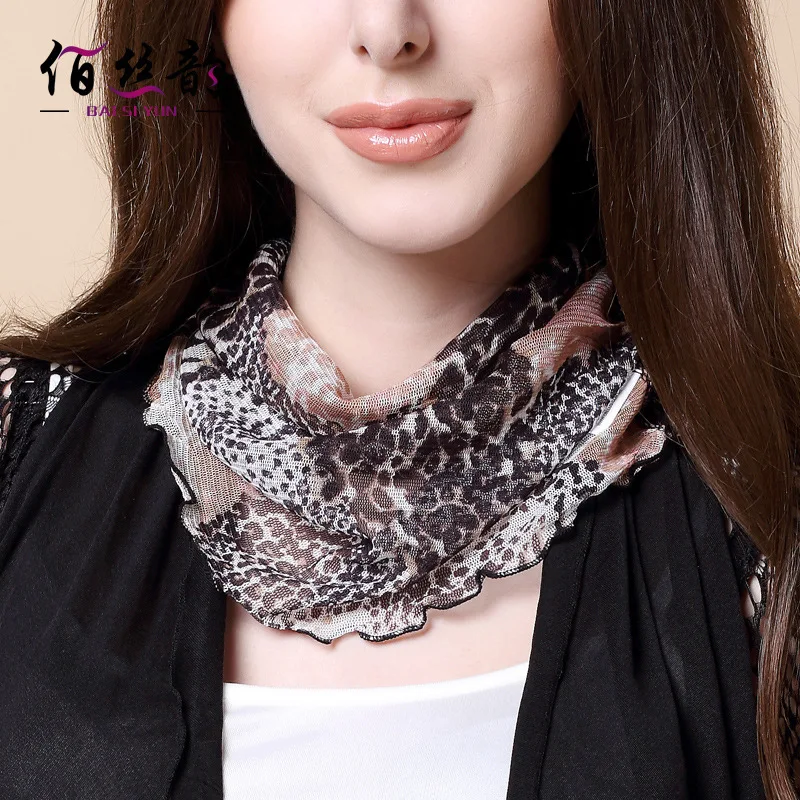 

100% Silk Scarf Knitted Collar Collar Fake Silk Scarf And Sunscreen Mesh Female Head Scarf