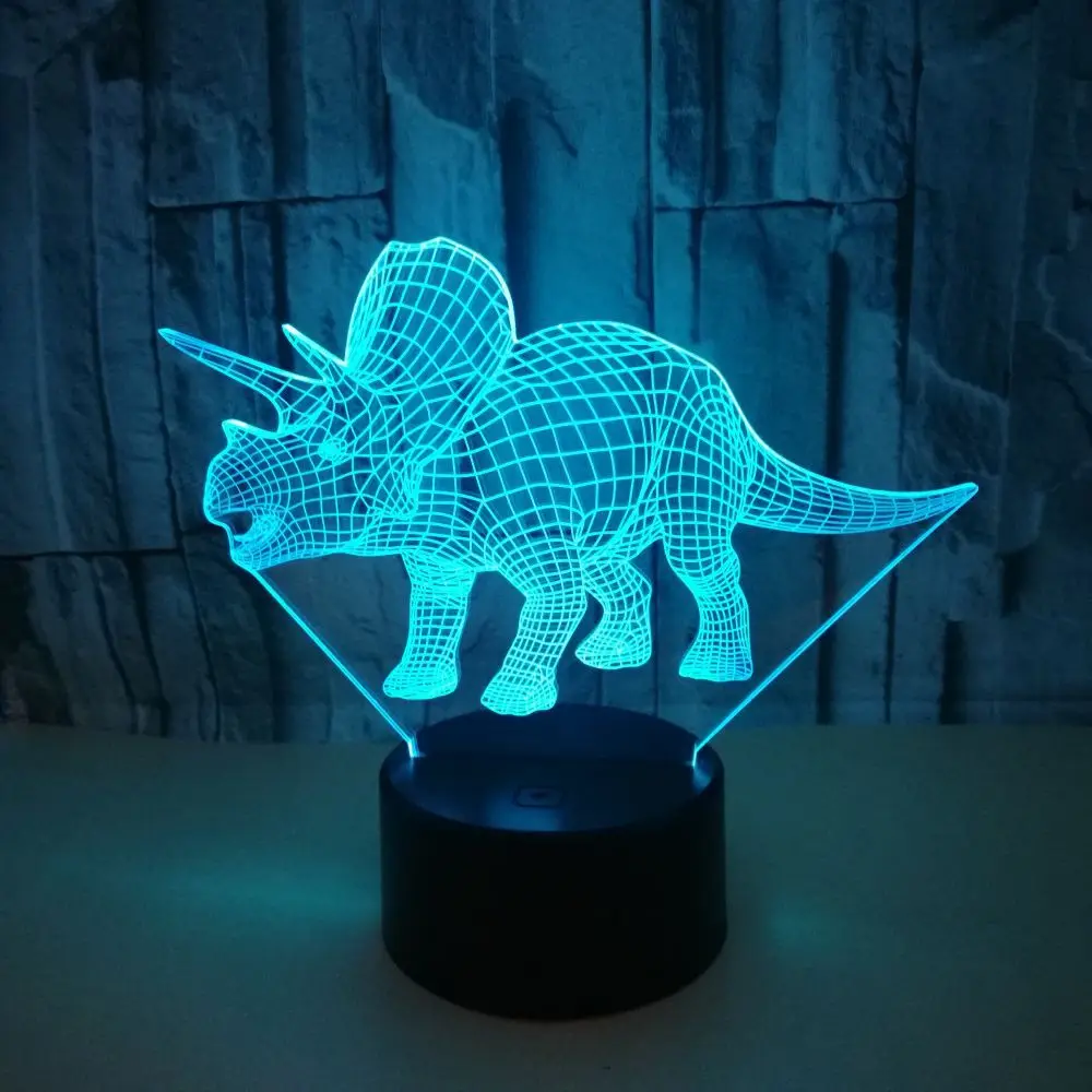 Dinosaur 3d Nightlight Colorful Touch Led Lamp Stereo Visual Gifts Atmosphere 3d Light FixturesLuminaria Led Kids Lights Lamps