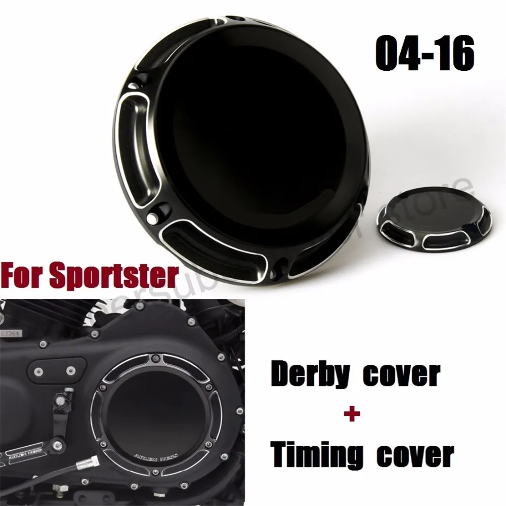 Motorcycle CNC 6-Hole Derby Cover & Timing Timer Covers For harley 2004-2016 XL Sportster black