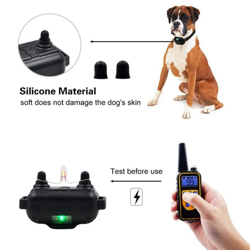 Imagem -05 - Dog Training Collar Elétrica com Controle Remoto Impermeável Recarregável Display Lcd Beep Shock Vibração Anti Bark 800yd Todos os Tamanhos