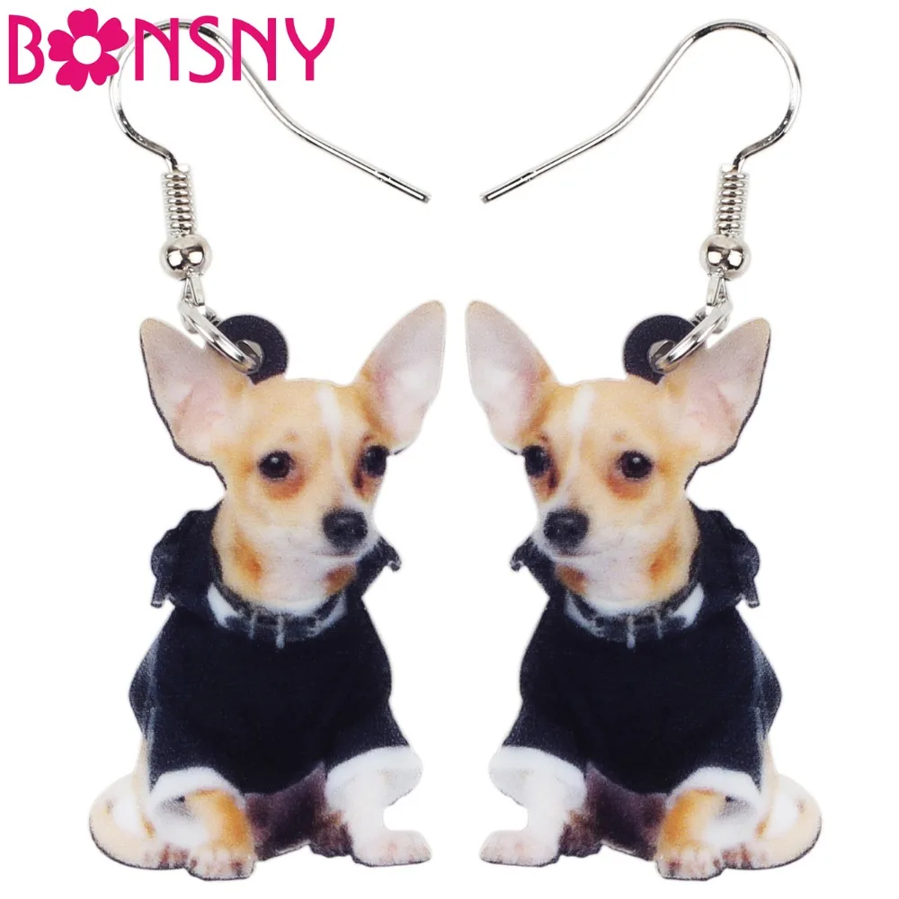 

Bonsny Acrylic Anime Dangle Drop Novelty Chihuahua Dog Big Long Earrings Fashion Animal Jewelry For Girls Women Ladies Wholesale