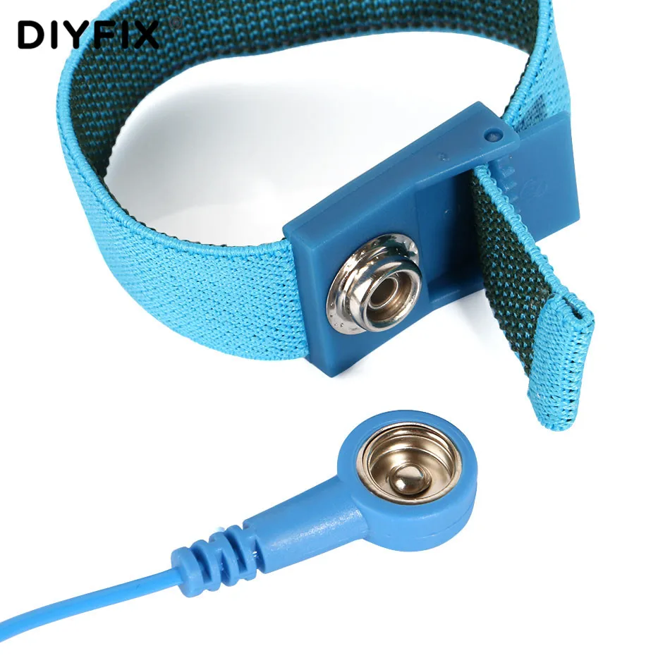 DIYFIX Adjustable ESD Anti Static Wrist Strap Elastic Band with Alligator Clip for Sensitive Electronics Repair Work Tools