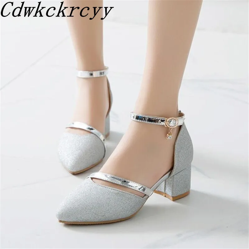 

Summer New pattern Europe and America fashion Cusp High-heeled Women sandals Golden silvery Sequins banquet Women sandals 34-46