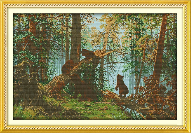 

Набор для вышивки крестиком в виде соснового леса, 14 карат, 11 карат, печатная канва, вышивка, сделай сам, рукоделие ручной работы