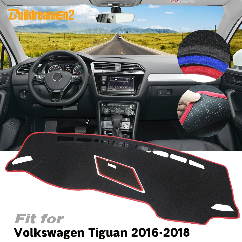 Car Dashboard Cover Avoid Light Pad Desk Instrument Platform Mat Back Anti-Slip Silicone For Volkswagen Tiguan 2016 2017 2018