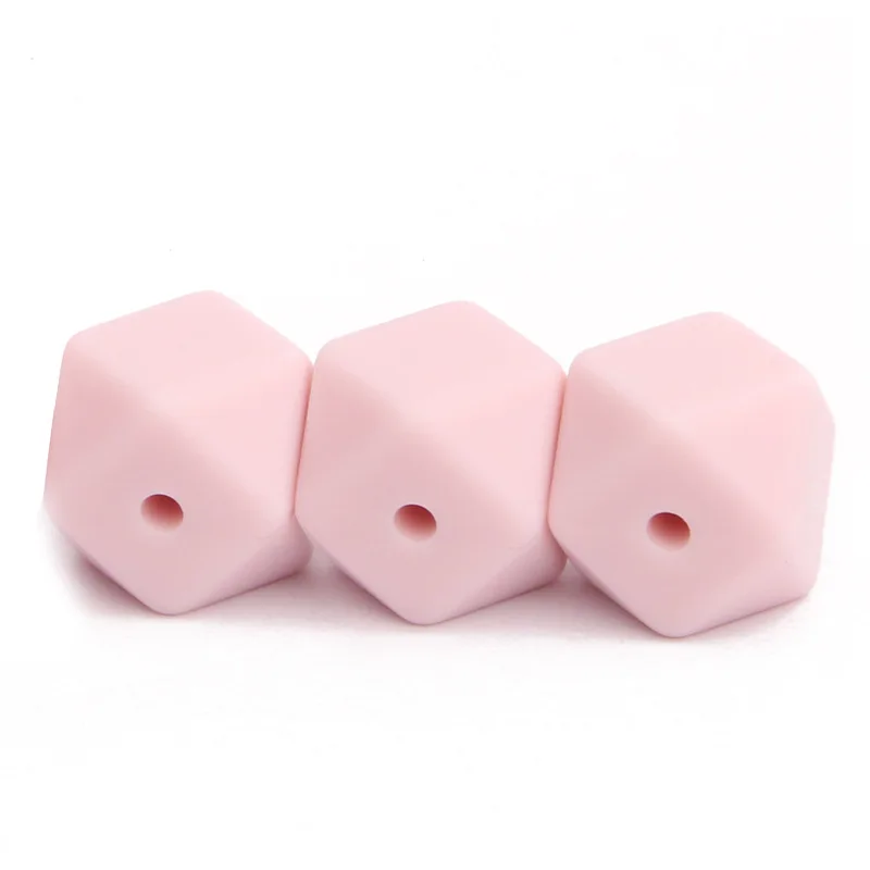 50pcs Silicone Beads Teething Hexagon 14mm Silicone Chew Bead Teeth Necklace Diy Jewelry Parts Food Grade Silicone Beads