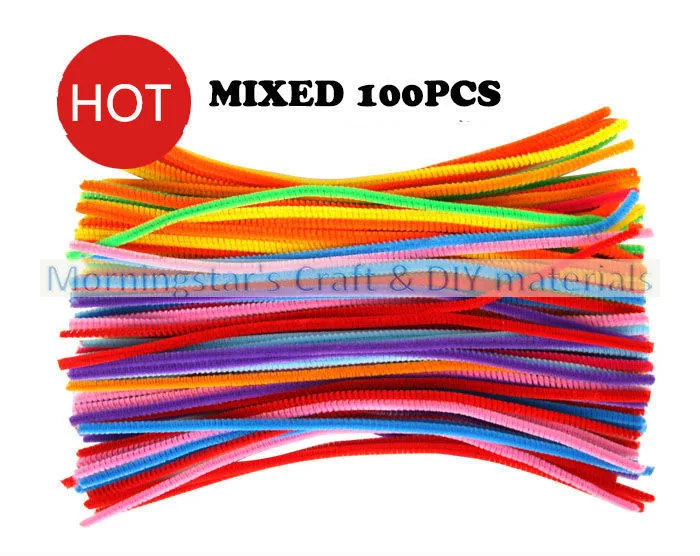 100pcs 6mm x 300mm Chenille Stems Twist Wire Stems Pipe Cleaners Children Handmade Education Chenille Craft Christmas decoration