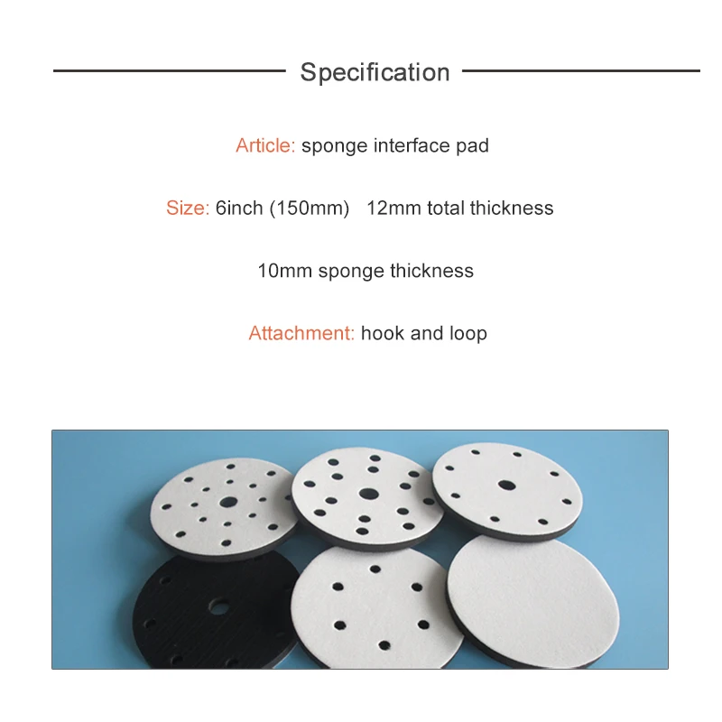 Soft-Interface Pad 6 "9 Gaten 150mm Klittenband Demping & Bescherming Schuren Pad Power Tool Onderdelen voor Polijsten & Slijpen