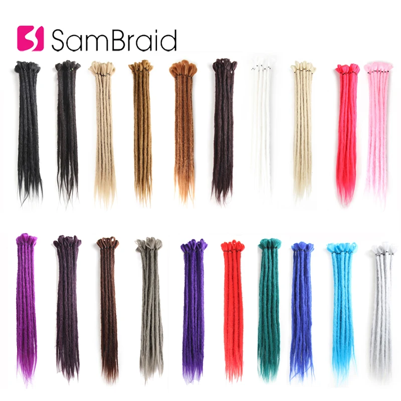 SAMBRAID Móng Gẩy Dày Phần Mở Rộng Móc Dreads 20 Inch Croptop Thời Trang Thắt Bím Tóc Hip-Hop Tổng Hợp Bện Tóc