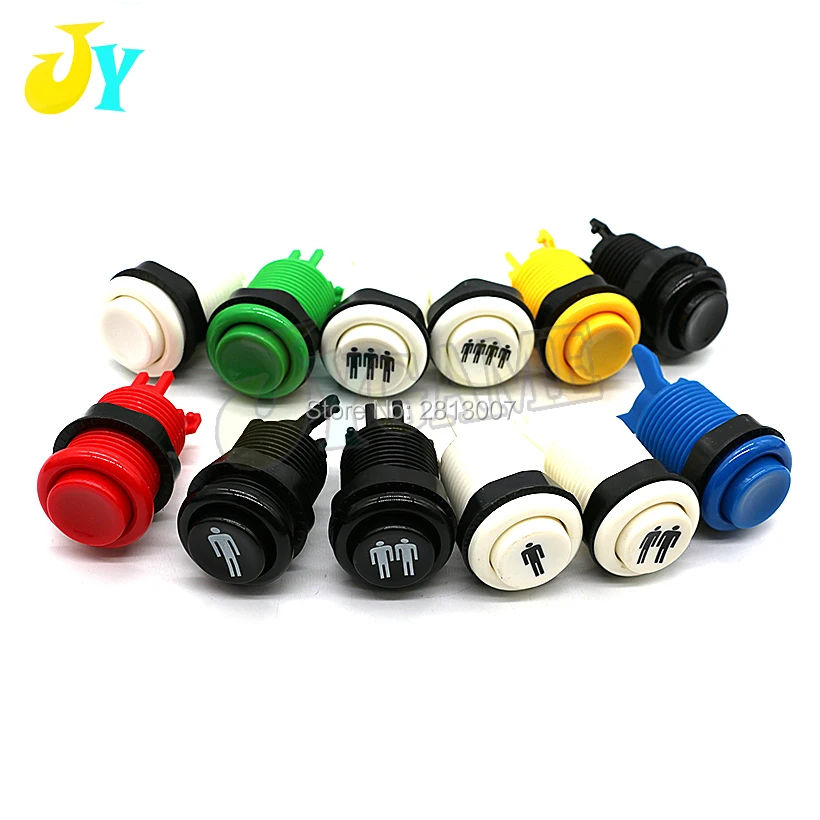 20 pcs Arcade Push Button 28mm Long Button HAPP Push Button American Style Button With Microswitch 1P 2P 3P 4P Logo For MAME