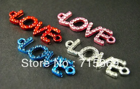 

Free Shipping 38x12mm 400pcs /lot DIY Jewelry Multi Color Rhinestone LOVE Connector Fit Making Bracelets