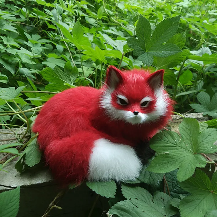 creative simulation red fox toy handicraft lifelike firefox doll gift about 16x11x13cm