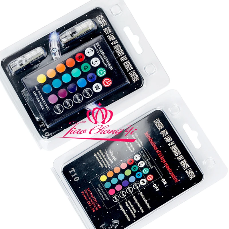 2x T10 6SMD 5050 RGB LED  Wedge Side Light Reading Lamp Bulb + Remote Control