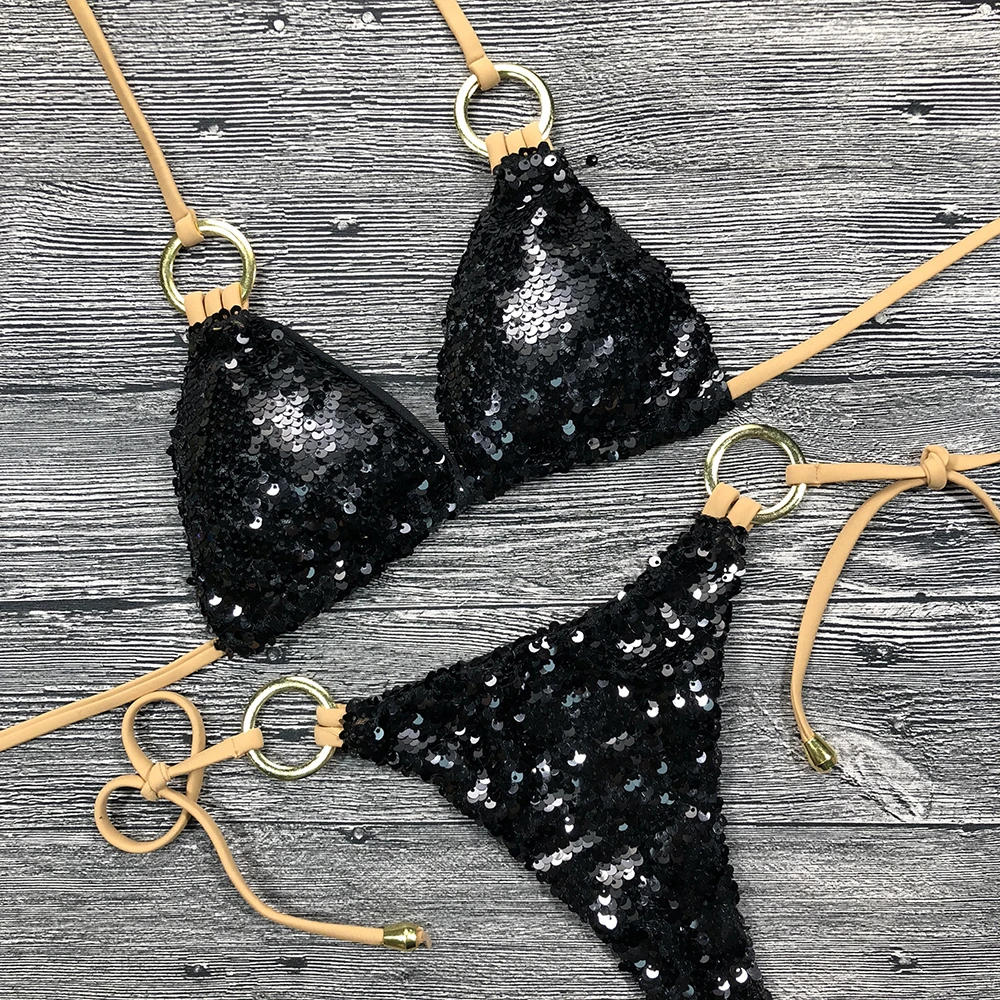 Chắc Chắn Bikini Đồ Bơi Gợi Cảm Dây Đồ Bơi Áo Tắm Nữ Bling Đầm Bikini Bộ Mặc Đi Biển Dropshipping Monokini Lấp Lánh