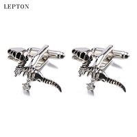 Lepton Metal Animal Cufflinks For Mens Shirt Cuffs Cuff links Brand Real Sales Silver Color Dinosaurs Cufflinks Relojes gemelos