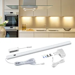 Barra de luces LED con Control manual, lámpara de cocina de 12V, Bombilla de armario con fuente de alimentación de 220V, Sensor de movimiento de escaneo manual, tubo de lámpara LED