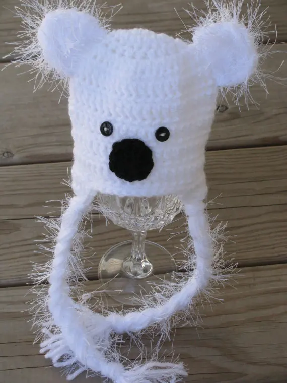 free shipping,HAND CROCHET KNIT NEWBORN BABY GIRLS BOYS POLAR BEAR HAT PHOTO PROP SHOWER GIFT. newborn crochet Photography Props