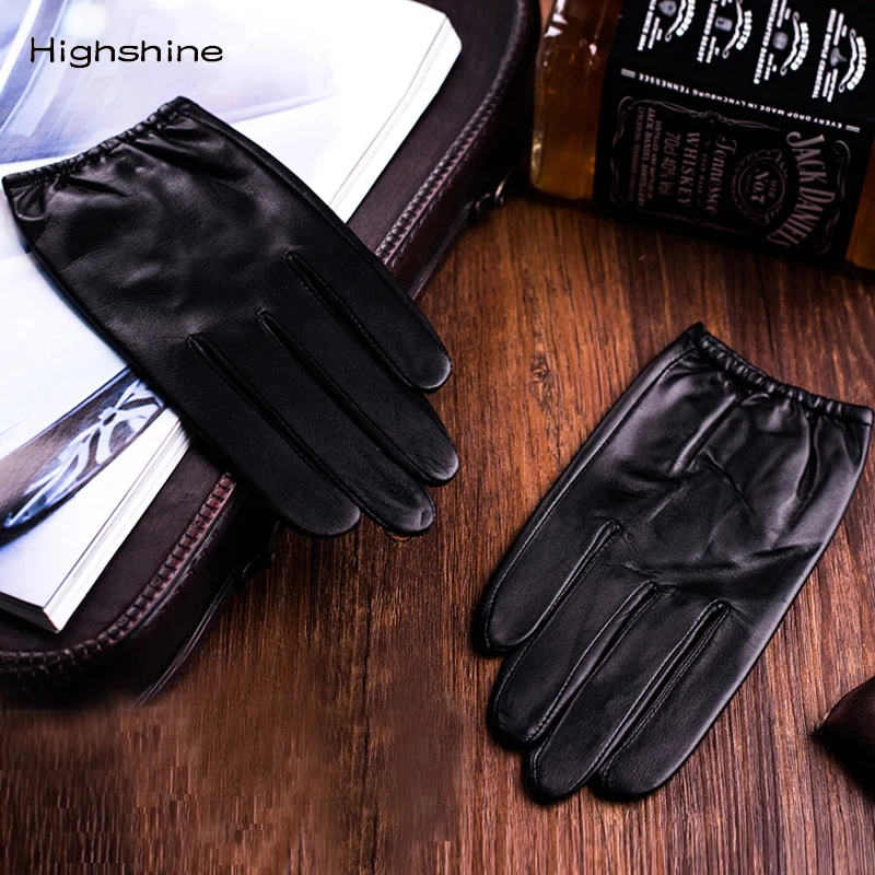 Men\'s Genuine Tight And Ultra Thin Shine And Smooth luxury Leather Gloves Fashion Short Wrist Touch Screen Gloves