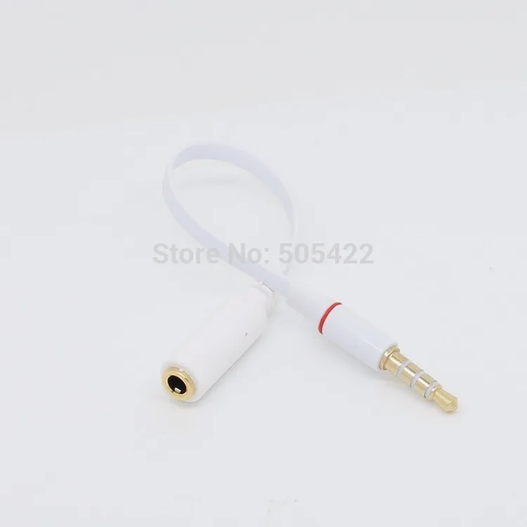 300pcs/lot wholesale 3.5mm OMTP to CTIA conversion adapter cable Flat Noodle Cable for Earphones headphones