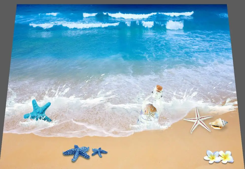 Beach floor murals in wall stickers 3D beach floor PVC Custom Photo self-adhesive 3D floor 3d floor murals