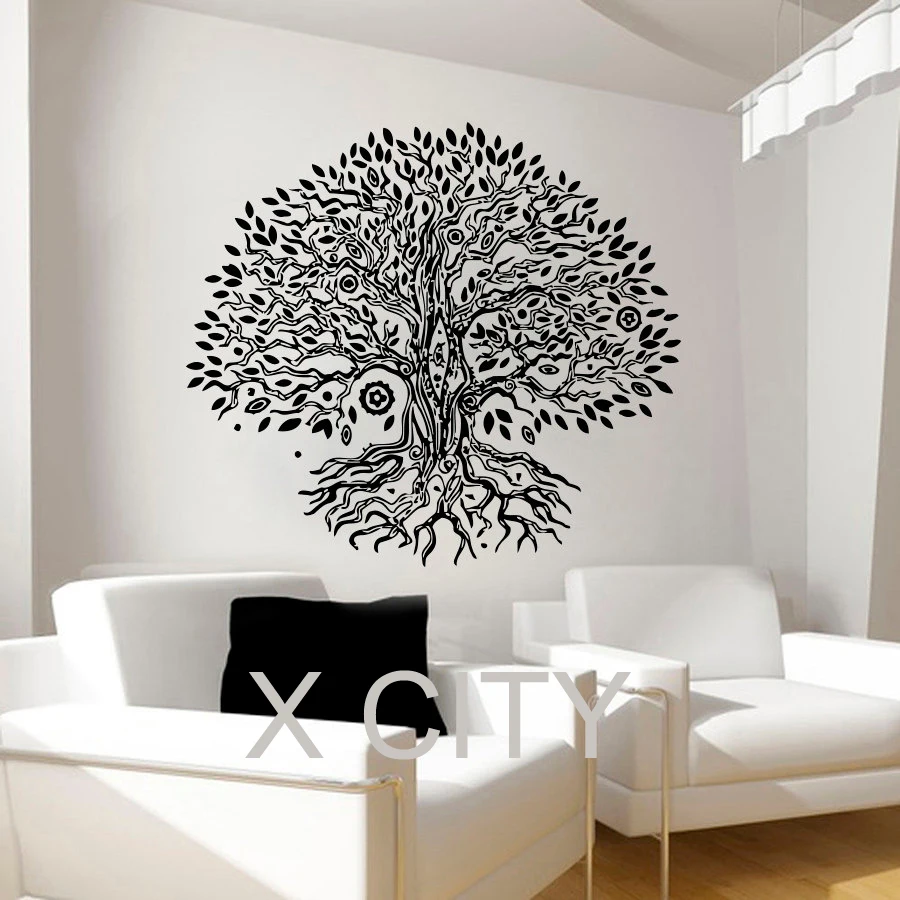 Pipal Bo Tree Wall Decals Namaste Vinyl Sticker Yoga Studio Gym Decor Home Window Door Room Interior Design Art Murals